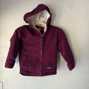Berne‎ XS Burgundy Canvas Sherpa Lined Hooded Jacket Toddler Coat Snow Outdoor